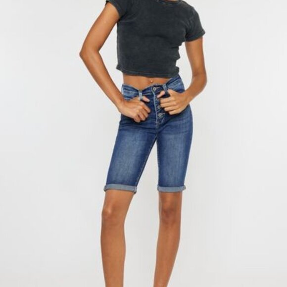 Hazel Blues® |  Kancan Cat's Whiskers Button Fly Denim Shorts - Picture 5 of 14